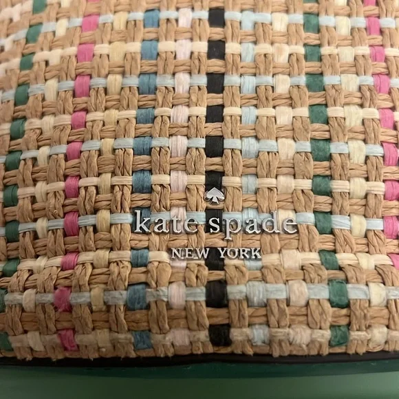 Kate Spade Jena Straw Small Tote green yellow Crossbody Drawstring Bucket Bag - Picture 5 of 12